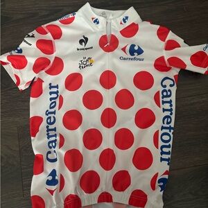 Le Coq Sportif Kids Jersey - Red Dots on White